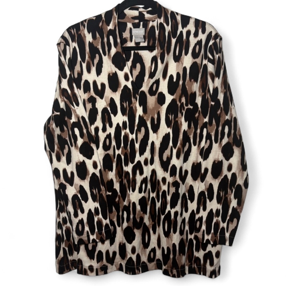 Chico’s Leopard Print Pima Cotton Shirt XL Petite NWT Animal Print